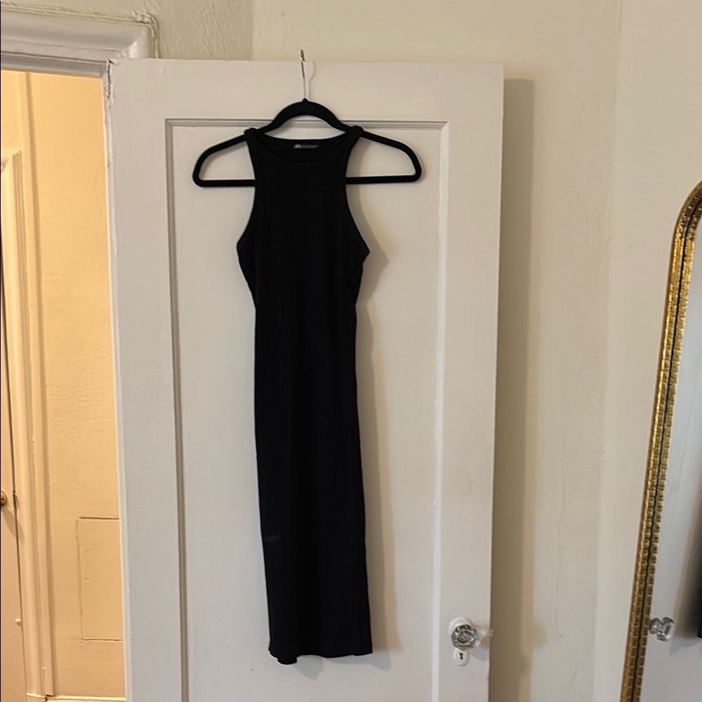 Midi knit black dress